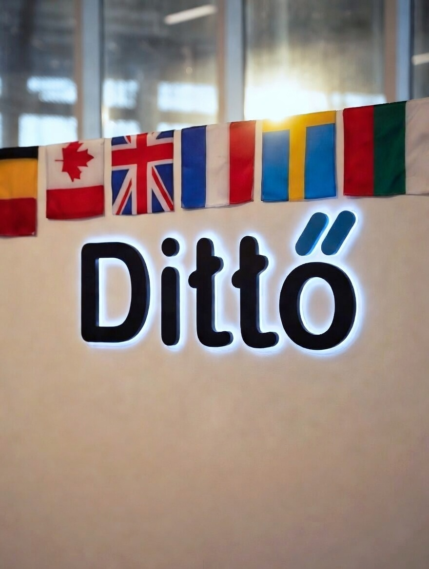 Close-up photo of the DittoDub booth display
